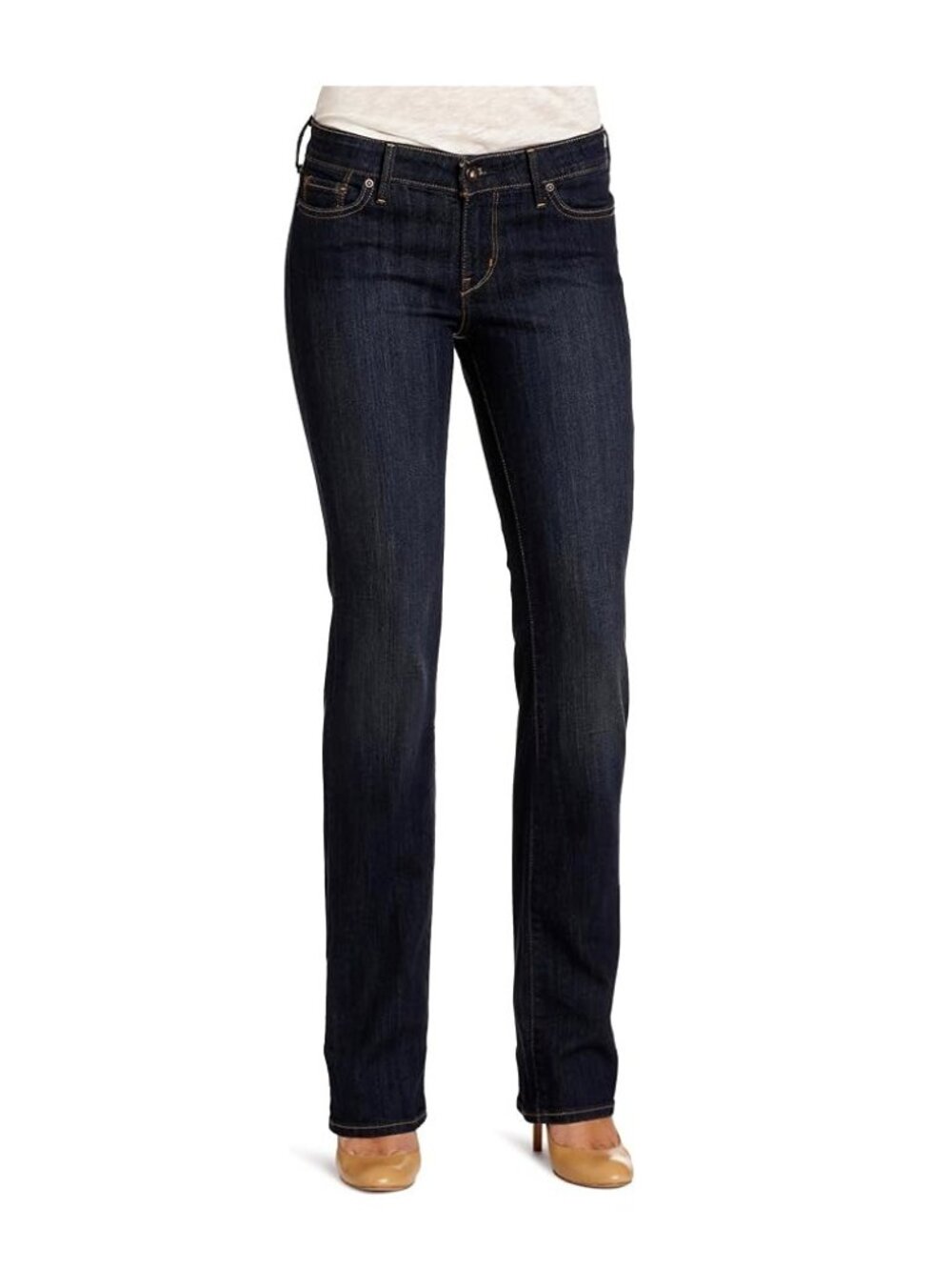2010s Levi's Dark Blue Slight Curve ID Straight Leg Jean 8 or 10 Tuscan Mom